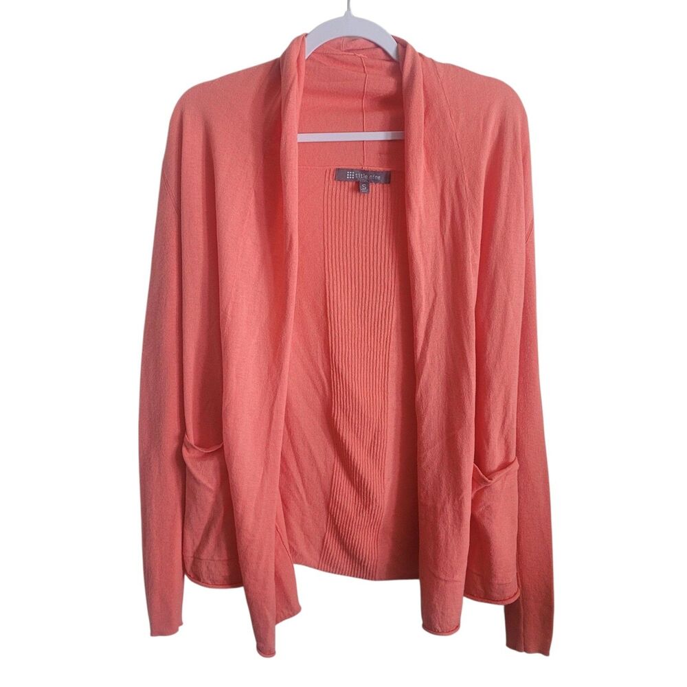 Title Nine Semper Sweater Cardigan Women's Small Coral Cotten Wool Cozy READ‎